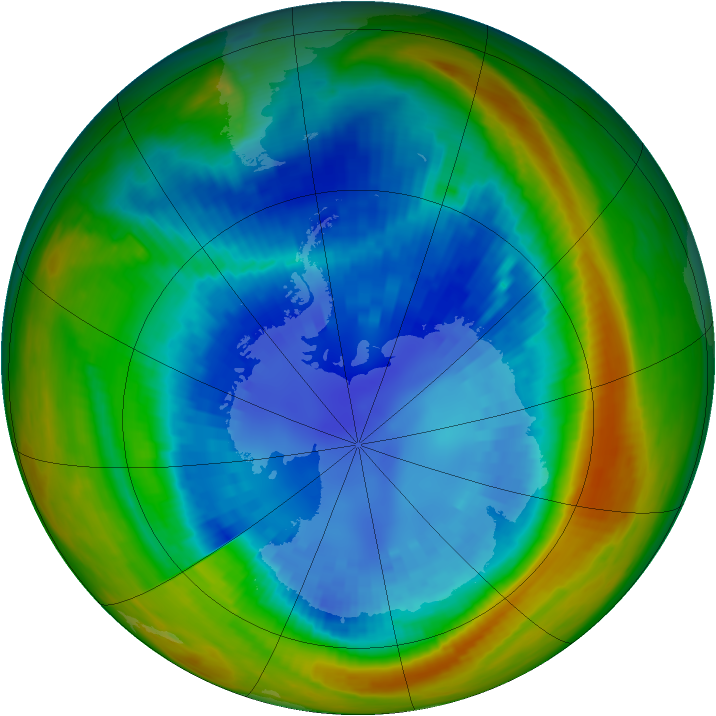 Antarctic ozone map for 01 September 1991
